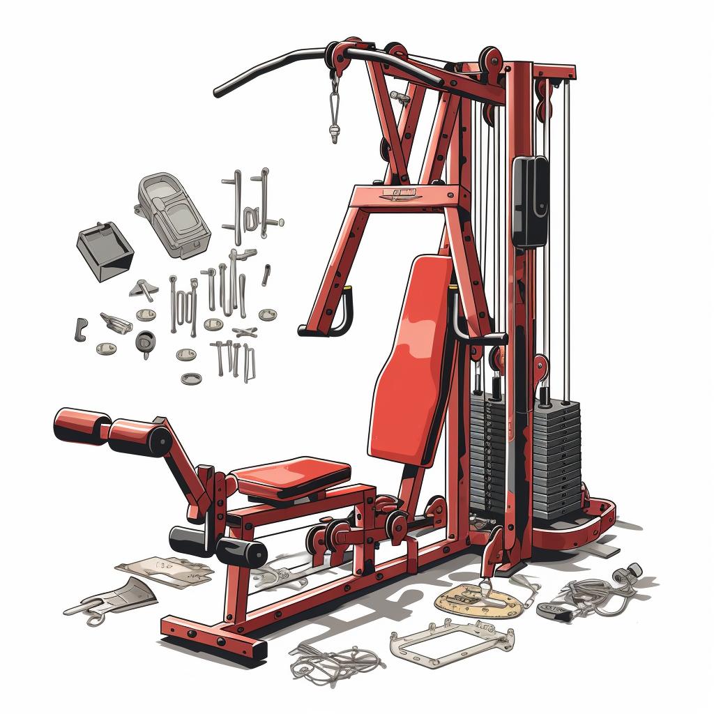 Base of the Weider 2980 X Home Gym System being assembled