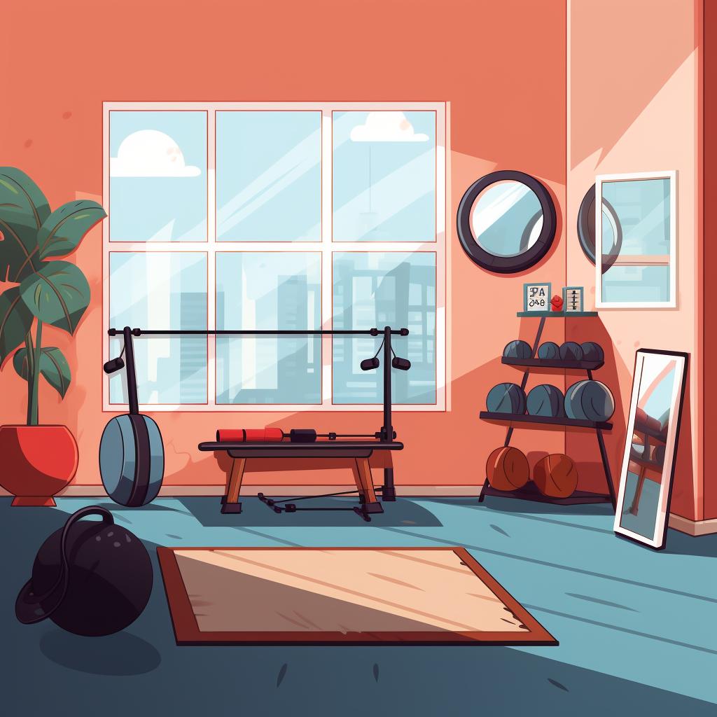 Stylish home gym with mirrors and good lighting