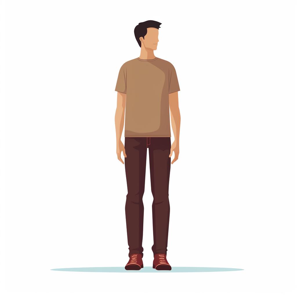 Person standing upright with feet hip-width apart