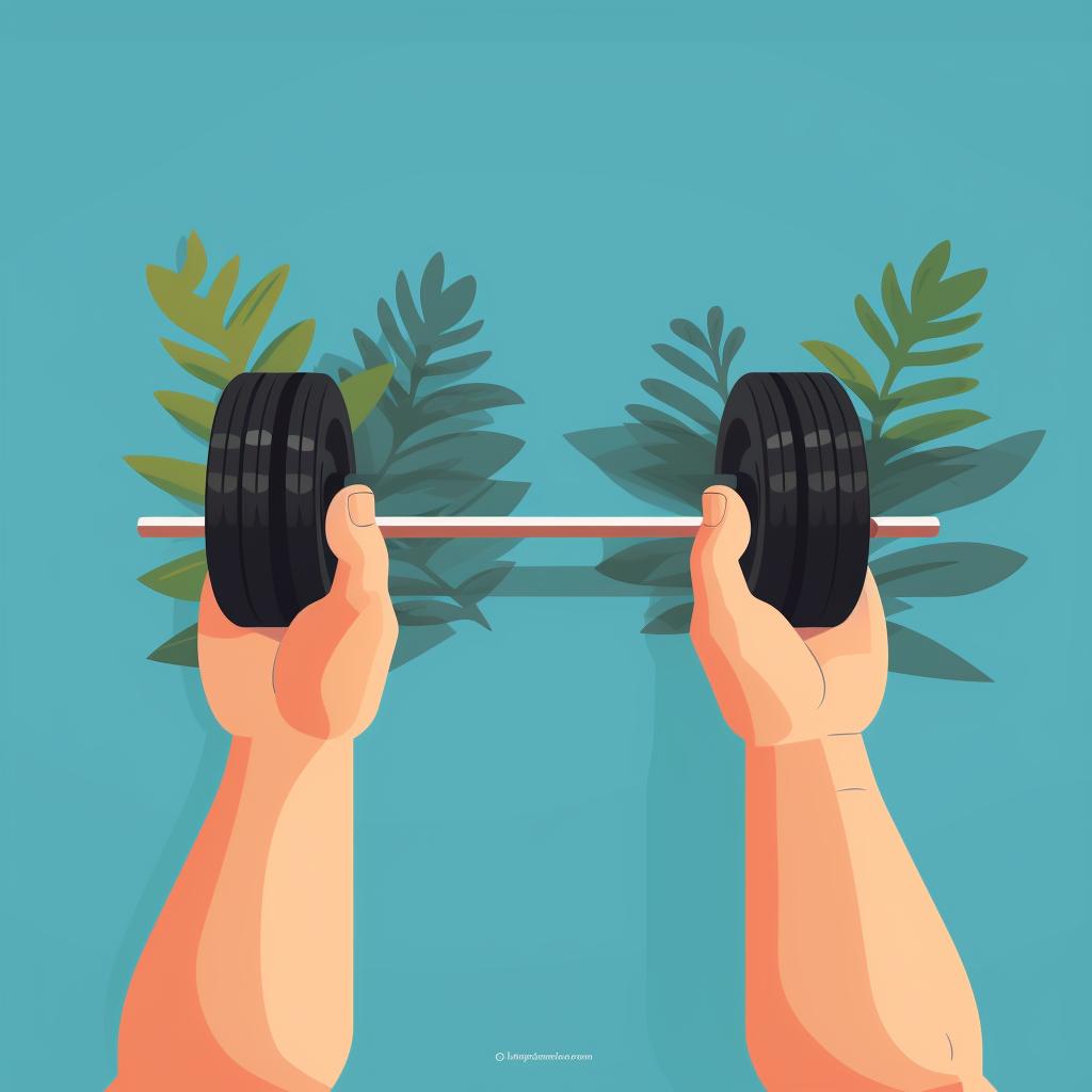 Hands gripping a barbell, palms facing towards the body