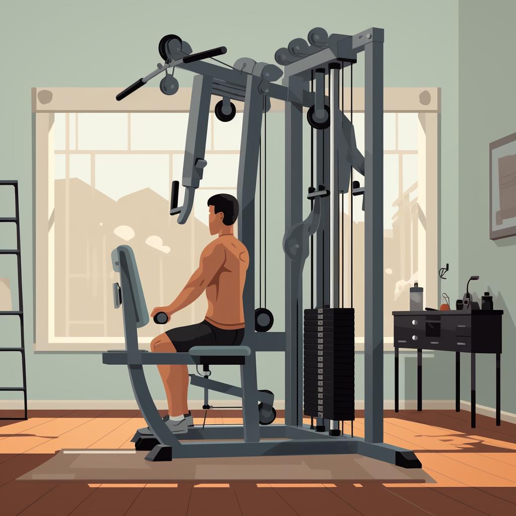Person maintaining proper form while working out on the Weider 2980 X Home Gym System