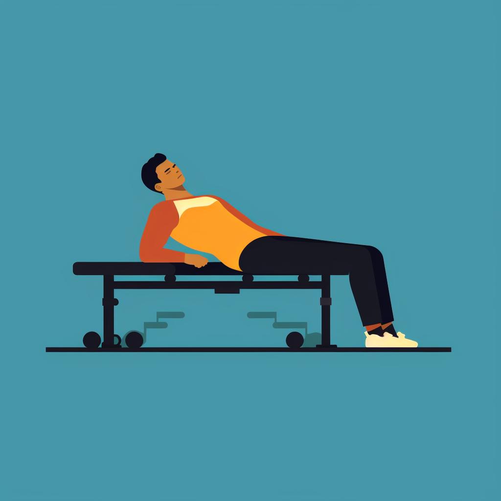 Person resting on a weight bench